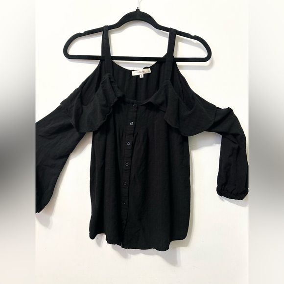 ANDREE BY UNIT Tops - Women’s Black Long Sleeve Cold Shoulder Blouse Size Small